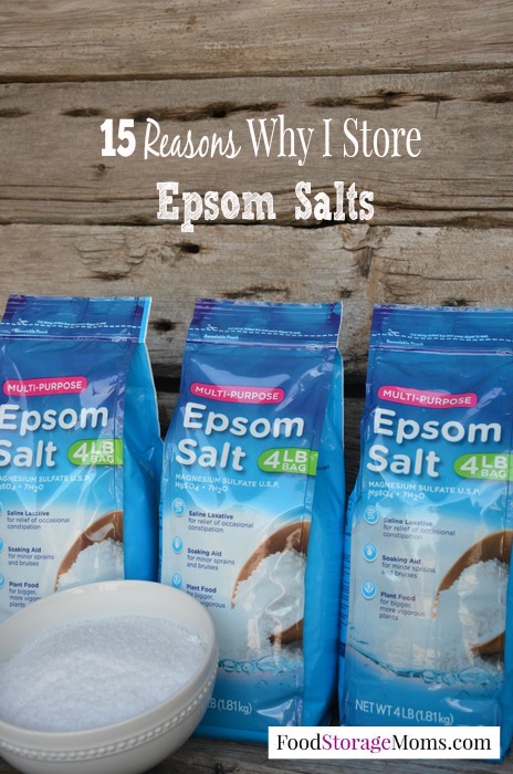 15 Reasons Why I Store Epsom Salts | via www.foodstoragemoms.com