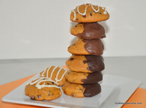 Pumpkin Chocolate Chip Cookies Dipped In Chocolate by FoodStorageMoms.com
