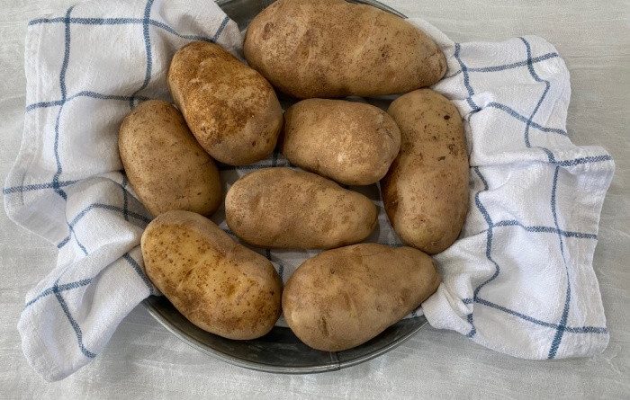 Potatoes in Galvanized Pan