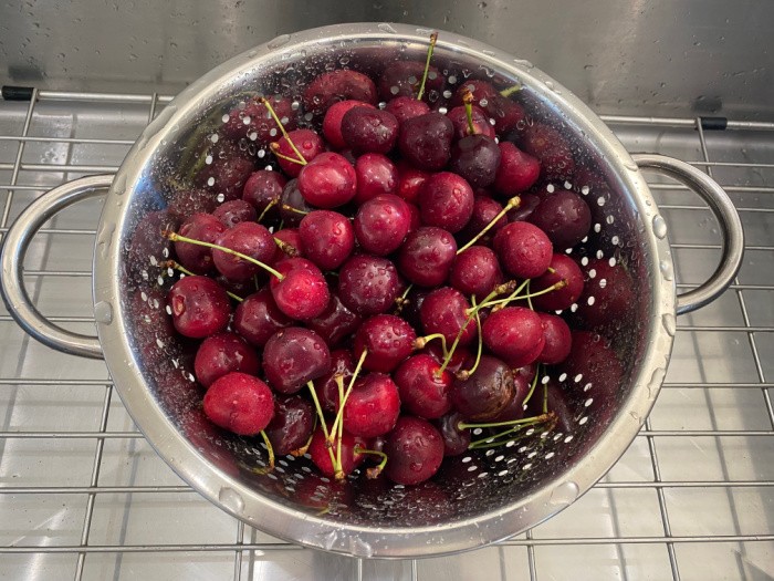 Cherries Being Rinsed