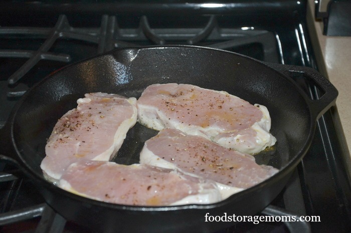 How To Make Moist Pork Chops In Cast Iron by FoodStorageMoms.com