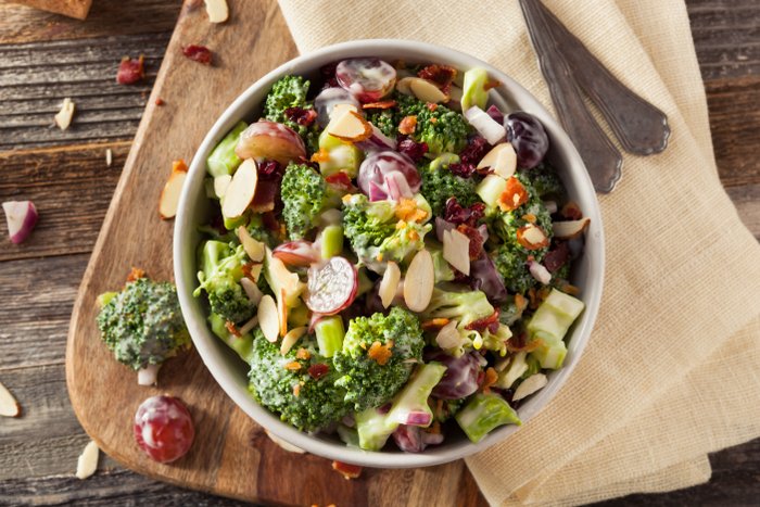 fresh broccoli salad in a bowl ready be served