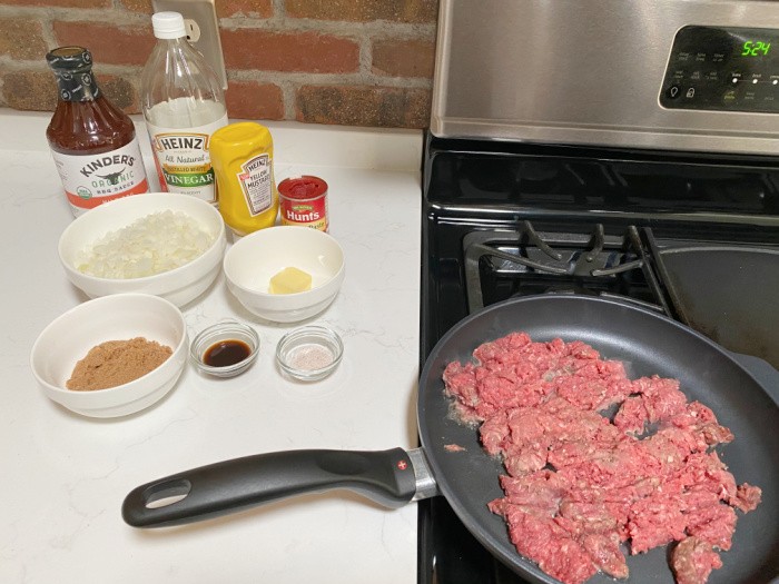 Frying the ground beef