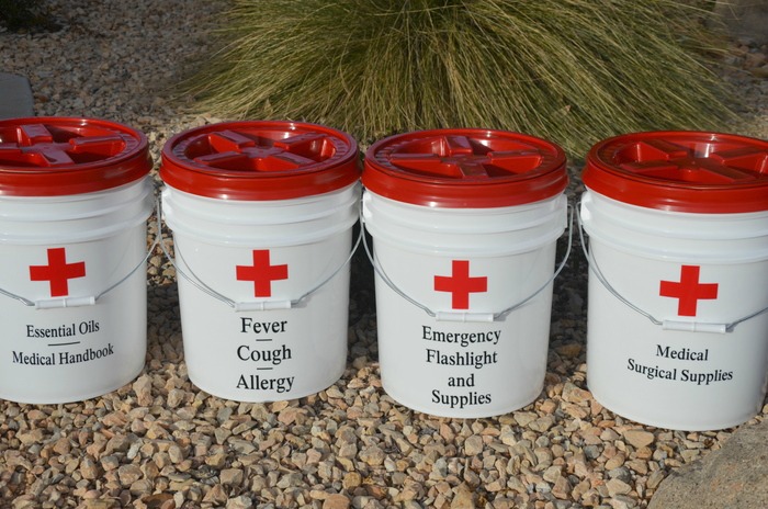 Emergency Preparedness and First Aid Kit Buckets