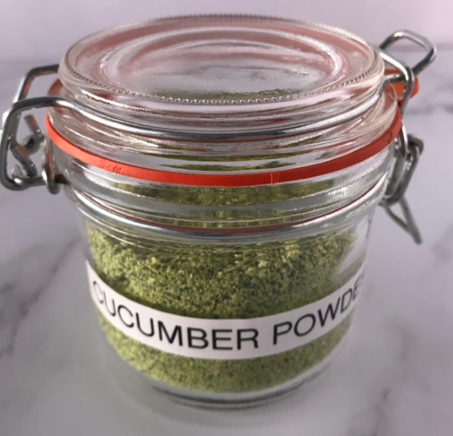 Cucumber powder in a jar