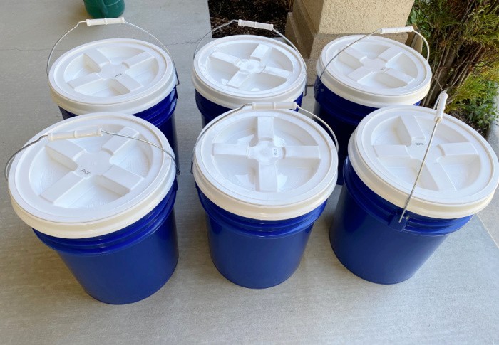 Buckets filled with Rice