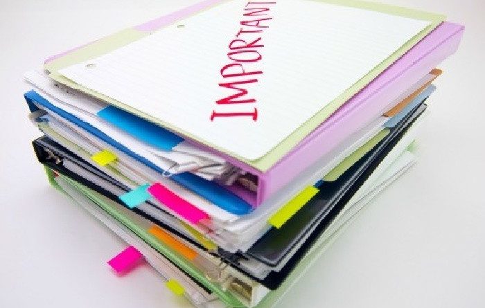 Binder Contents with Important Documents