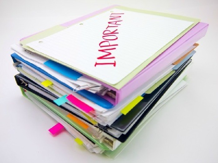 Binder Contents with Important Documents