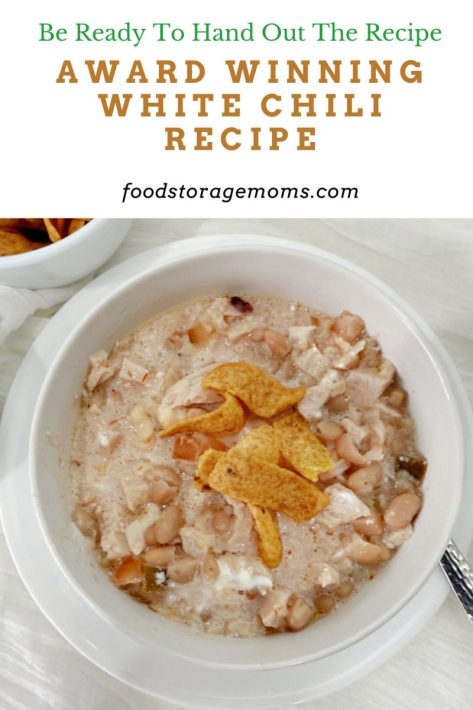 White Chili with Fritos on top.