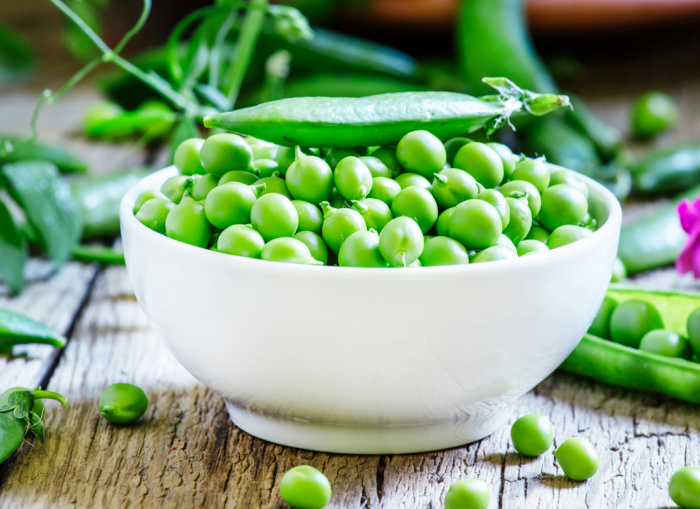 Peas in a white bowl