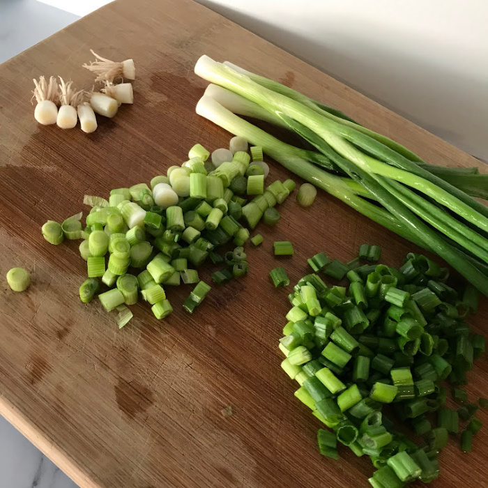 Green Onions Chopped On Board