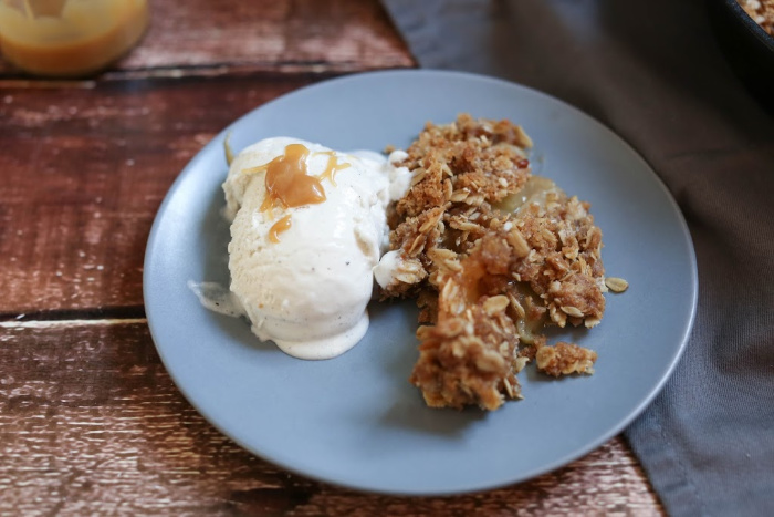 Caramel Apple Crisp With Homemade Caramel Sauce