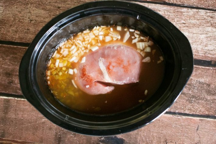 Pork cooking in slow cooker