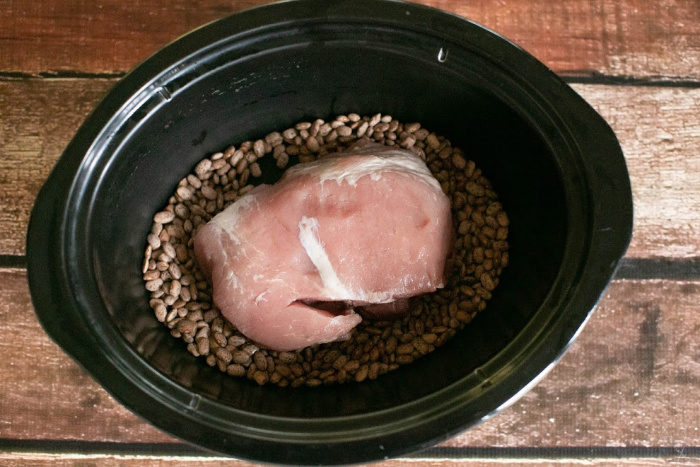 Beans and Pork roast in slow cooker