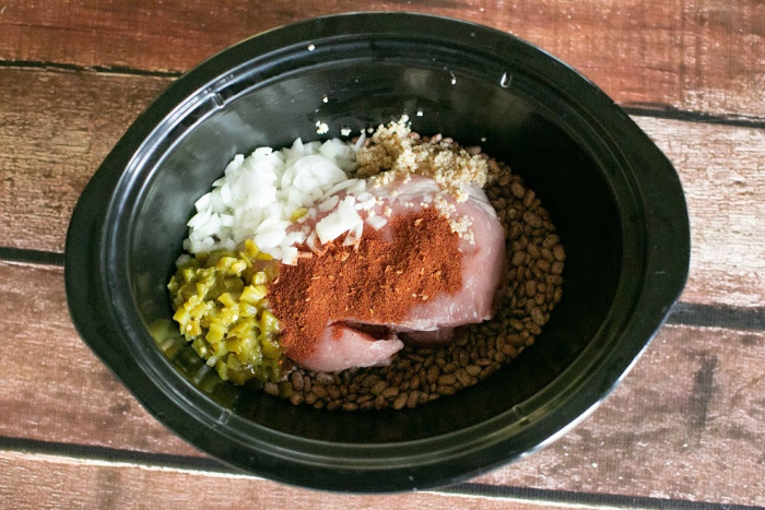 Pork with beans in slow cooker