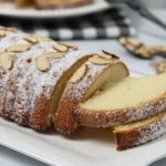 Baked Almond Cake On A White Plate