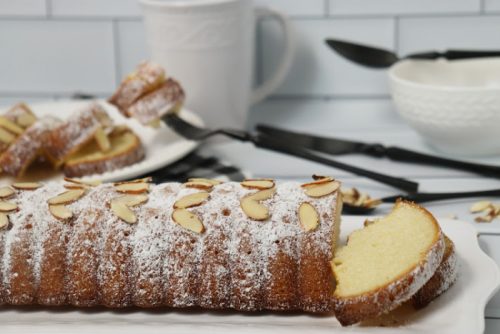 Almond Cake On White Plate Ready to Serve