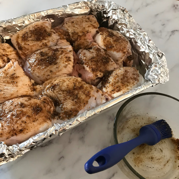 Chicken Thighs basted with sauce