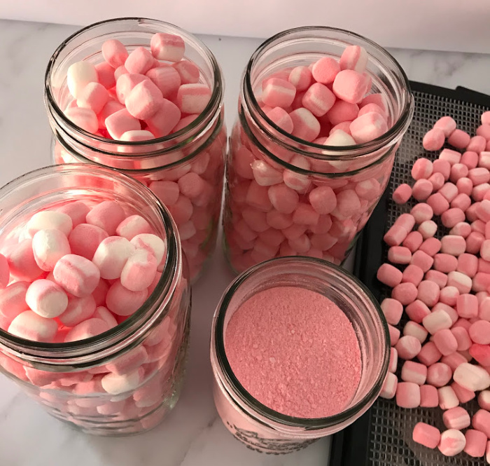Dehydrated Marshmallows In Mason Jars