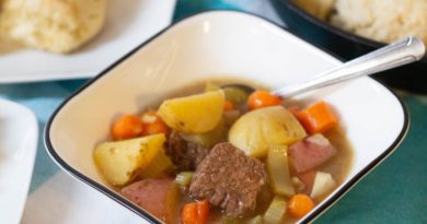 Soup ready to eat with homemade biscuits