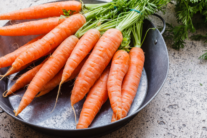 Danvers Carrots in a galvanized pan