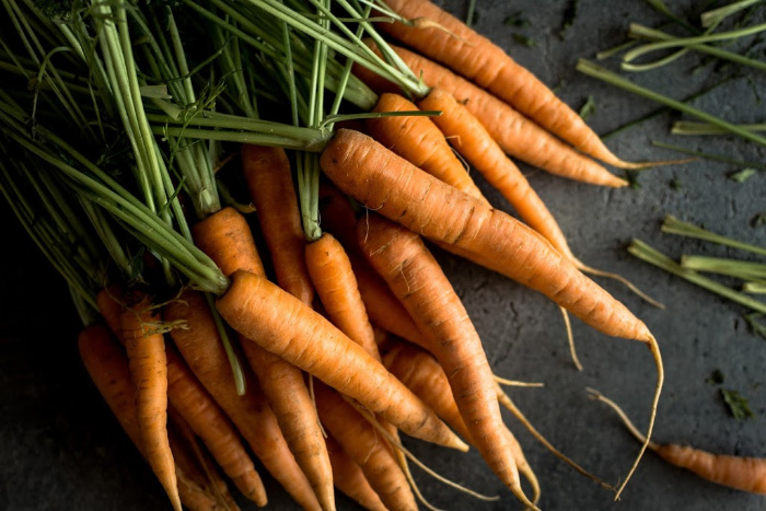 Nantes Carrots on wood plank