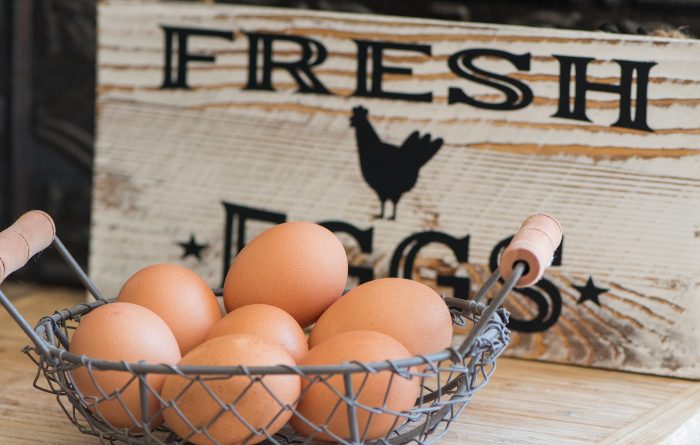 Fresh eggs in a basket