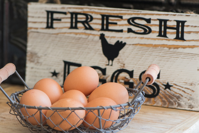 Fresh eggs in a basket