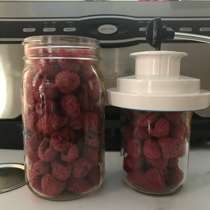 Dehydrated Raspberries in Jars