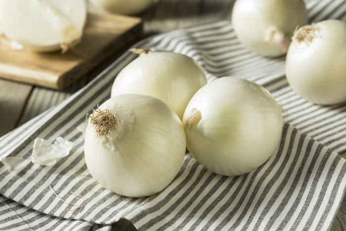 Onions on a piece of cloth