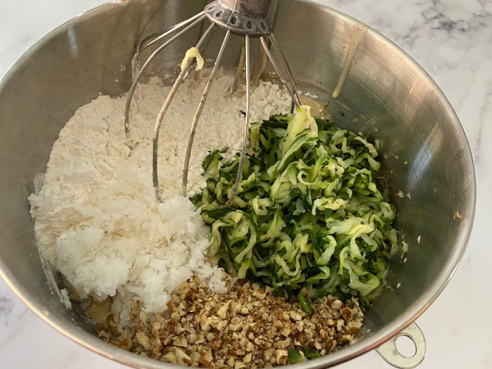 Combine the rest of the zucchini cake ingredients