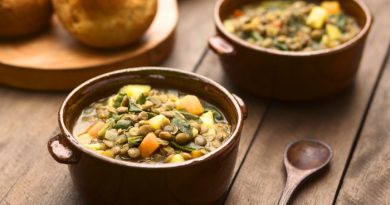 Lentils in a soup bowl