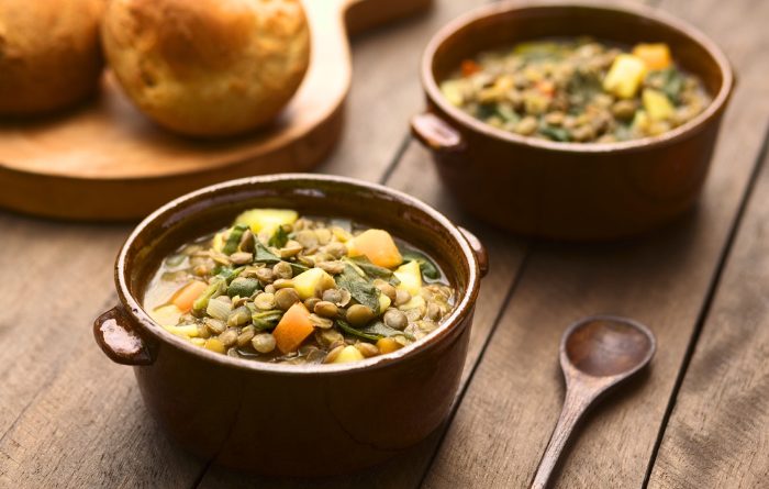 Lentils in a soup bowl