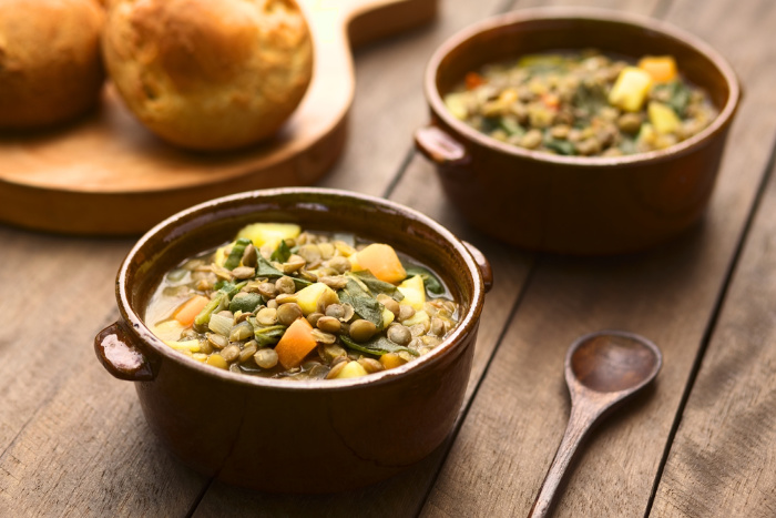 Lentils in a soup bowl