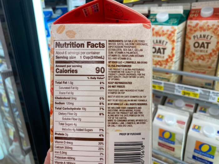 Oat Milk Store-Bought Ingredients