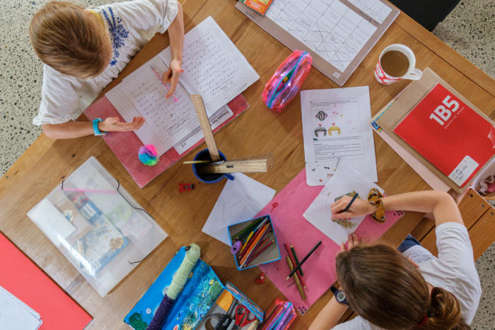 Homeschooling with a table