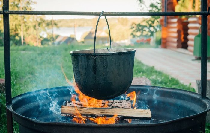 Cooking Over A Fire Outdoors