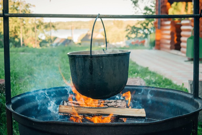 Cooking Over A Fire Outdoors