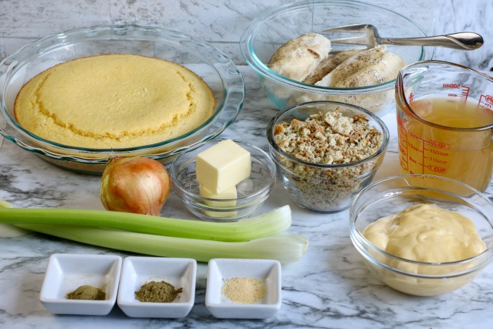 Ingredients for Chicken and Dressing Casserole