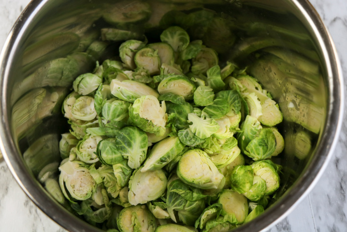 Sliced raw Brussel Sprouts