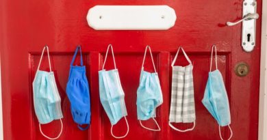 Red Door with Face Masks