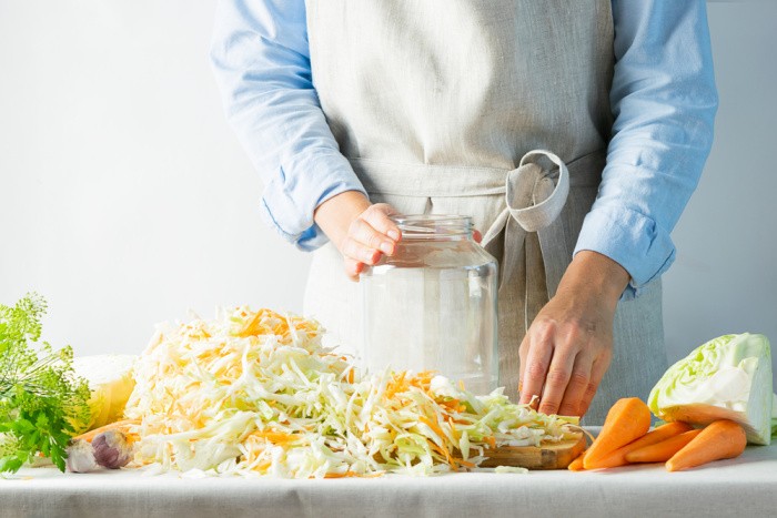 Fill the jars with Cabbage and Carrots