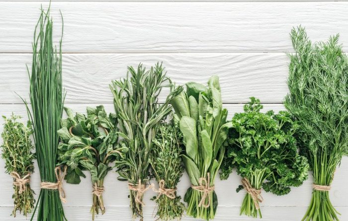 Herbs on White Board