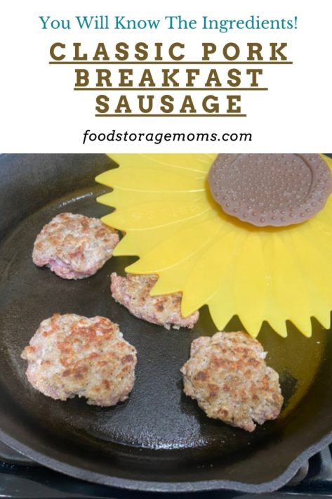Pork Sausage Being Fried in A Cast Iron Pan