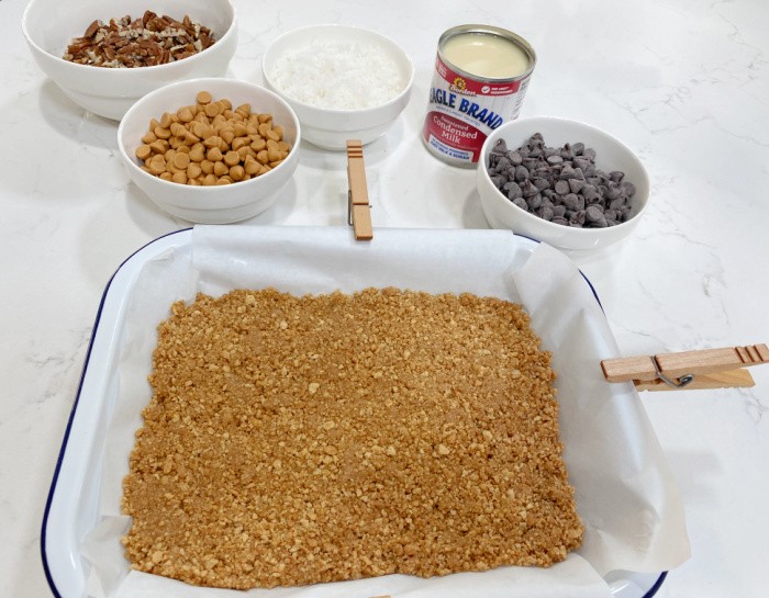 Press the crumb mixture into the pan