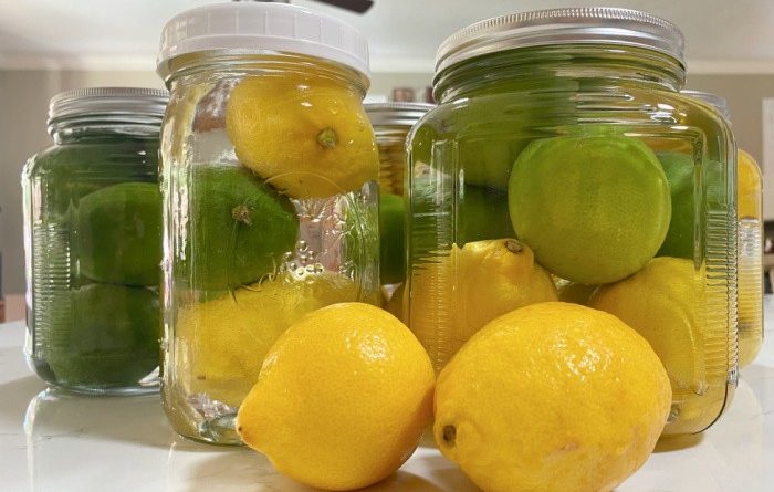 Jars with lemons and limes