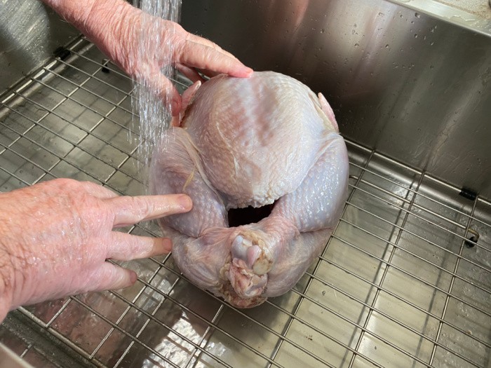 Rinsing the turkey