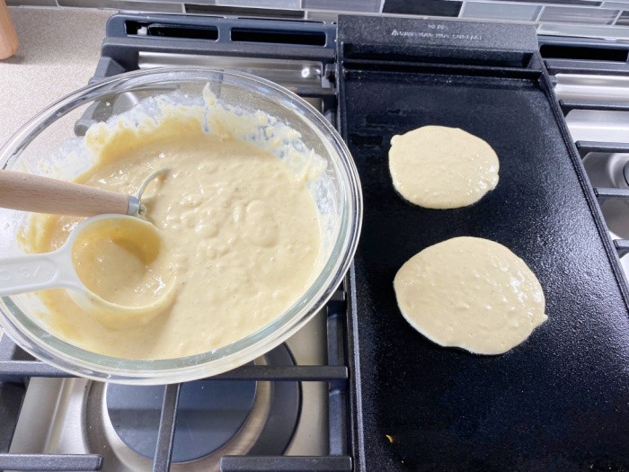 Eggnog Pancakes Being Cooked