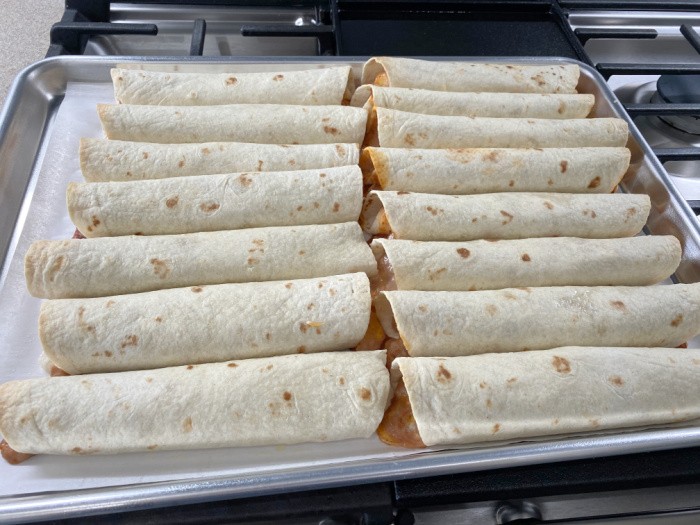 Baked Bean and Cheese Burritos