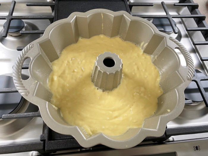 Scoop batter in Pan